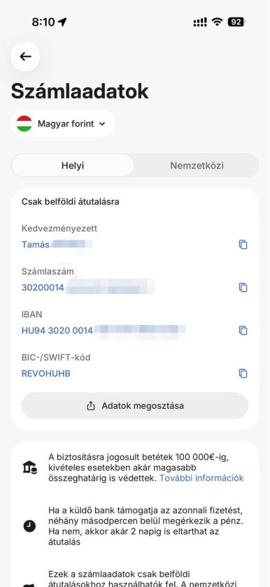 Így találod meg a Revolut magyar számlaszámod